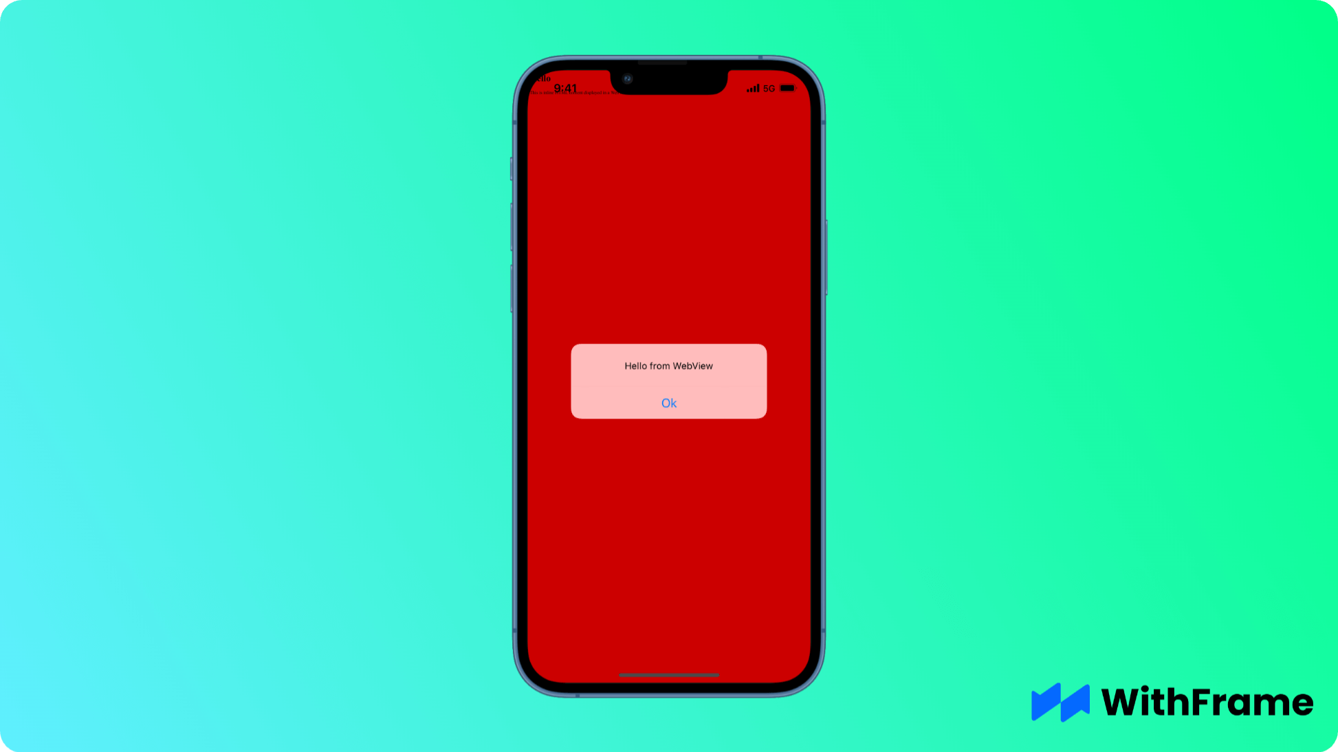 React Native WebView component displaying HTML with custom JavaScript